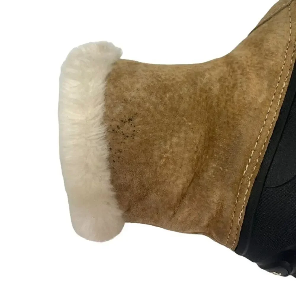 SOREL Snow /Rain Boots Womens Sz 6 Black & Tan Short Zip Suede